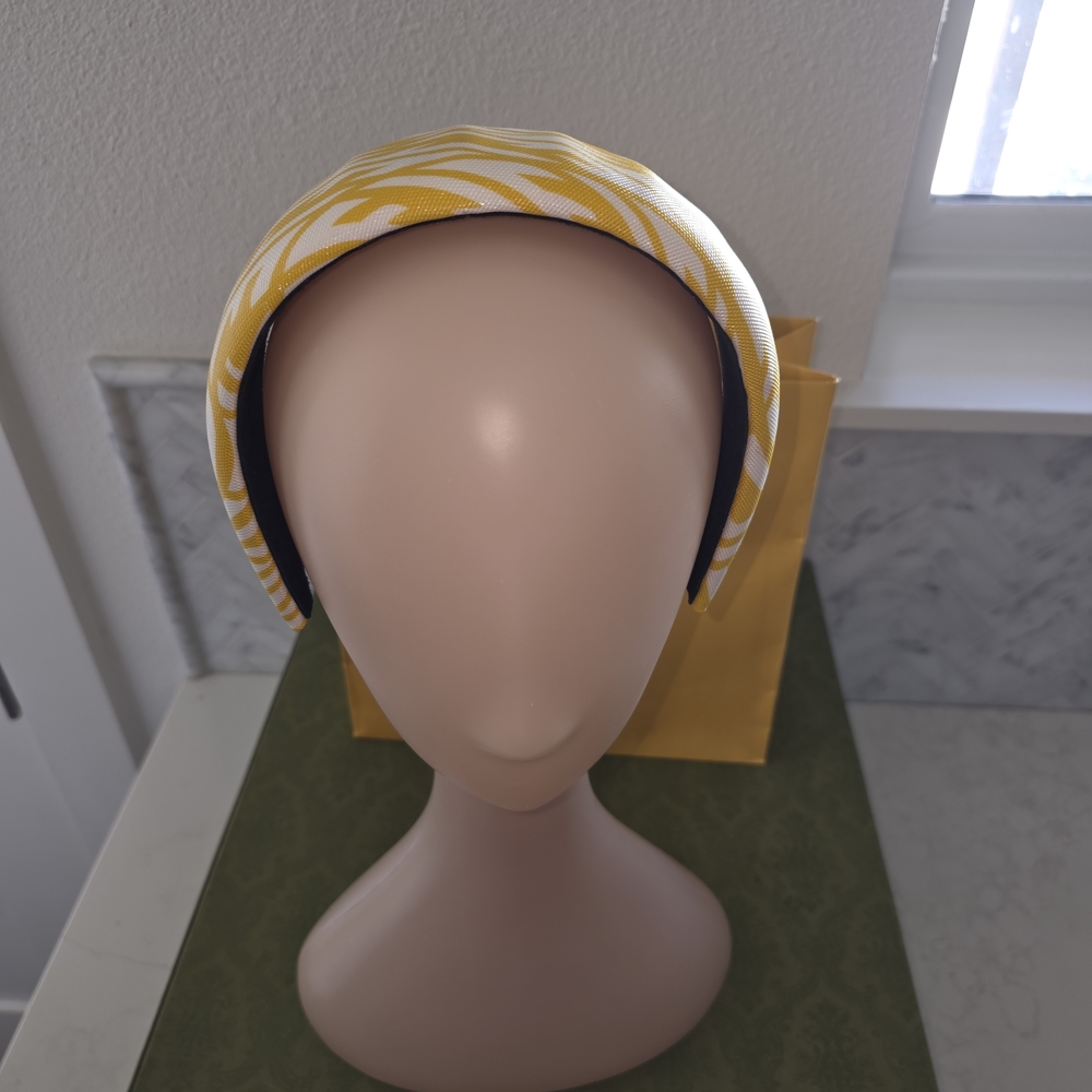 FENDI Yellow White Vertigo Headband Padded Headband Like New